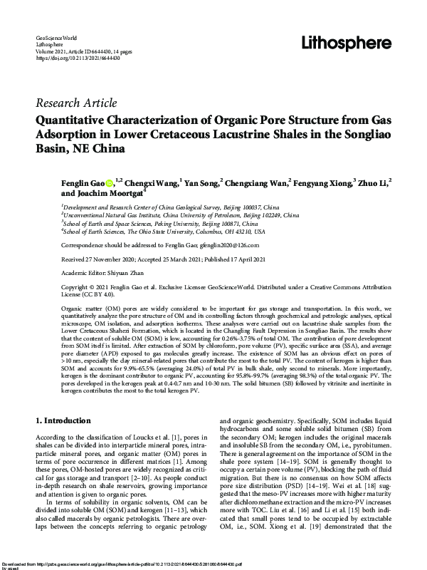 (PDF) Quantitative Characterization of Organic Pore Structure from Gas ...