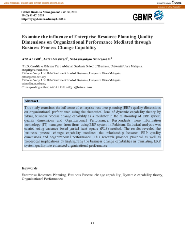 (PDF) Examine the influence of enterprise resource planning quality ...