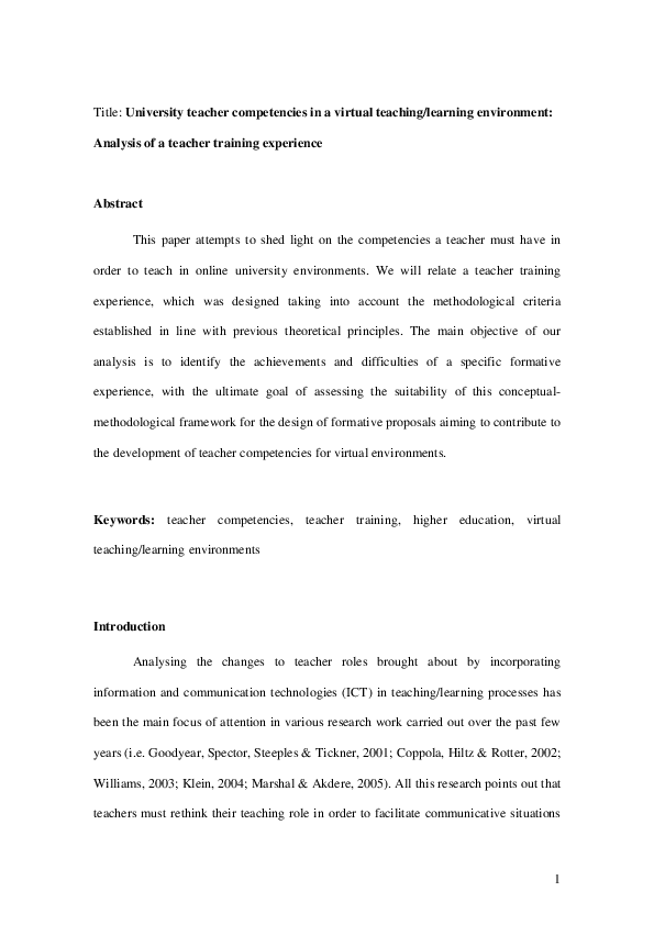 (PDF) University teacher competencies in a virtual teaching/learning ...
