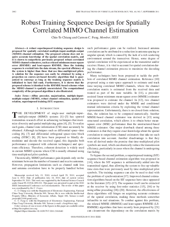 (PDF) Robust Training Sequence Design for Spatially Correlated MIMO ...