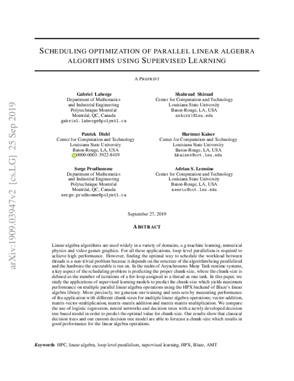 (PDF) Scheduling Optimization of Parallel Linear Algebra Algorithms ...