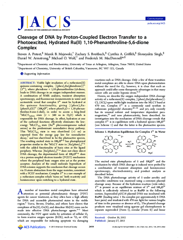(PDF) Cleavage of DNA by Proton-Coupled Electron Transfer to a ...