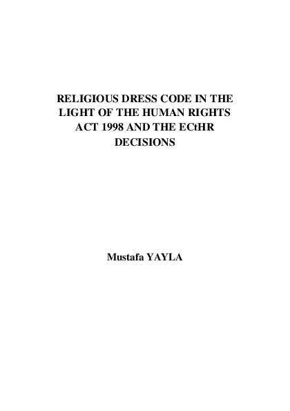 (PDF) RELIGIOUS DRESS CODE IN THE LIGHT OF THE HUMAN RIGHTS ACT 1998 ...
