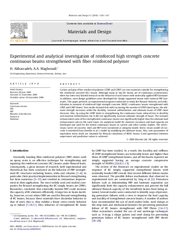(PDF) Experimental and analytical investigation of reinforced high ...