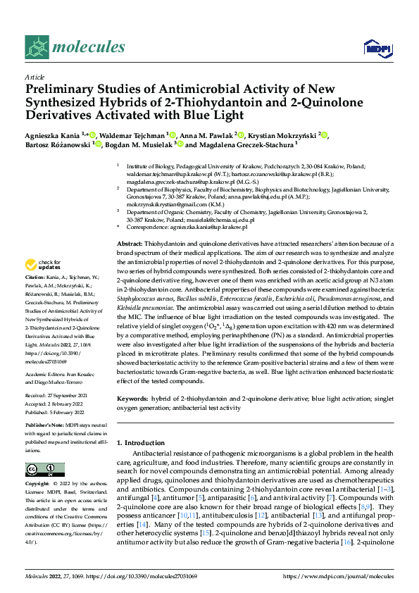 (PDF) Preliminary Studies of Antimicrobial Activity of New Synthesized ...