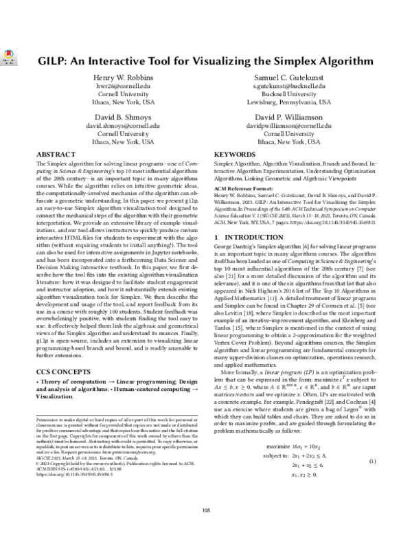 (PDF) GILP: An Interactive Tool for Visualizing the Simplex Algorithm