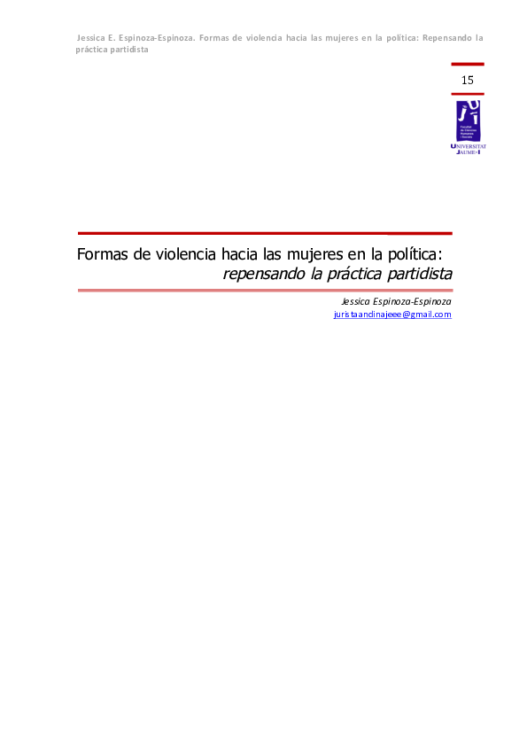 (PDF) Formas de violencia hacia las mujeres en la política: repensando ...