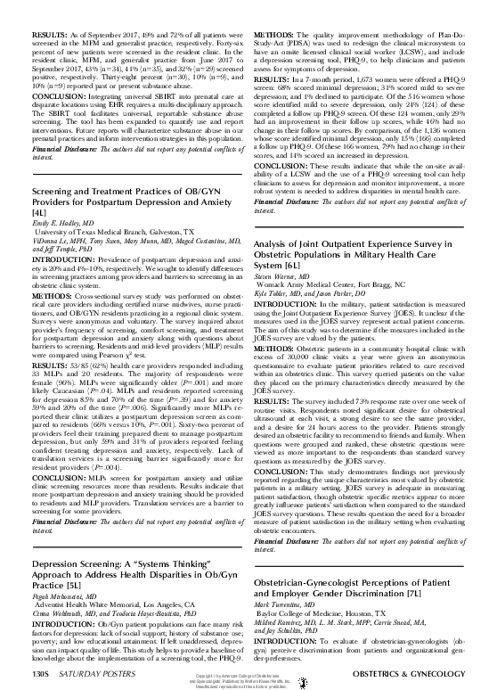 (PDF) Screening and Treatment Practices of OB/GYN Providers for ...