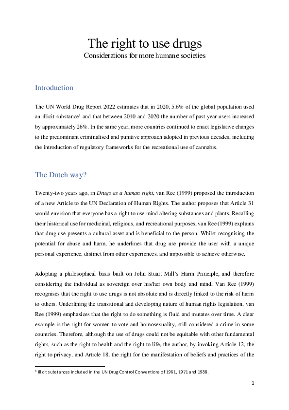 (PDF) The right to use drugs: considerations for more humane societies