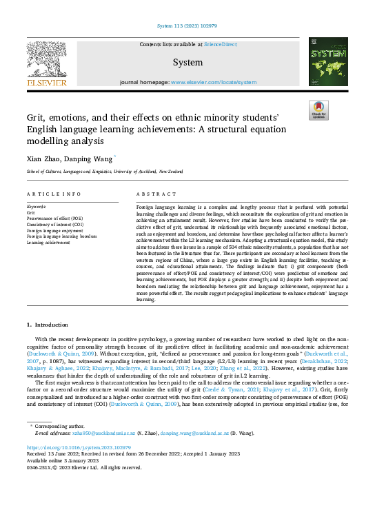 (PDF) Grit, emotions, and their effects on ethnic minority students