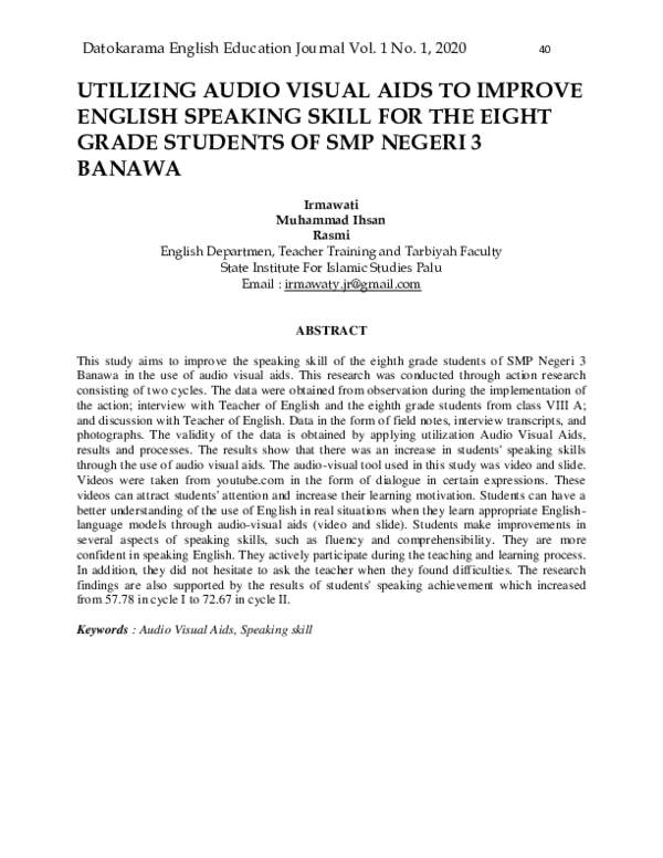 (PDF) Utilizing Audio Visual Aids to Improve English Speaking Skill for ...