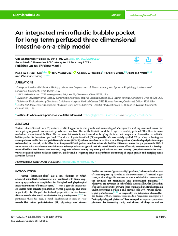 (PDF) An integrated microfluidic bubble pocket for long-term perfused ...