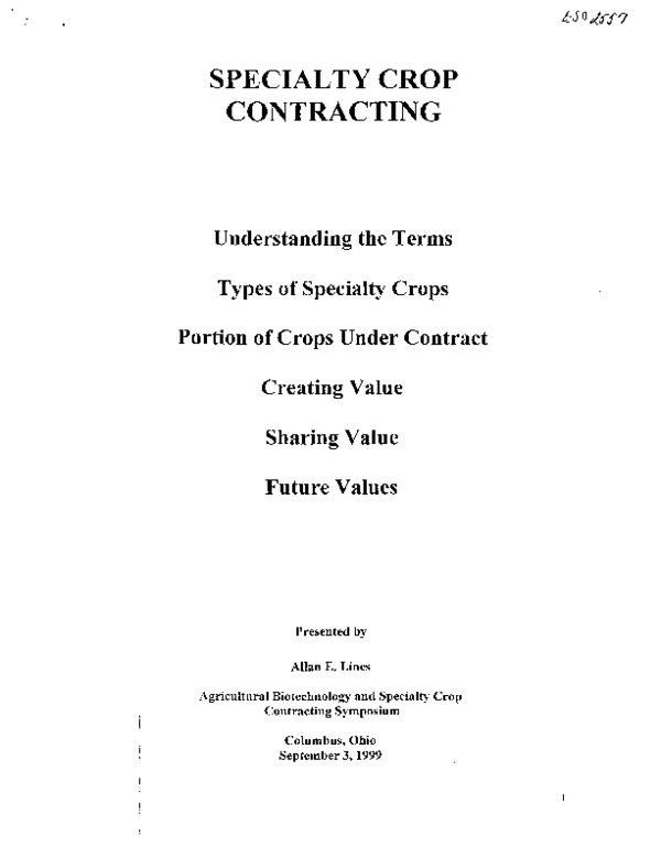 (PDF) Specialty Crop Contracting: Understanding the Terms, Types of ...