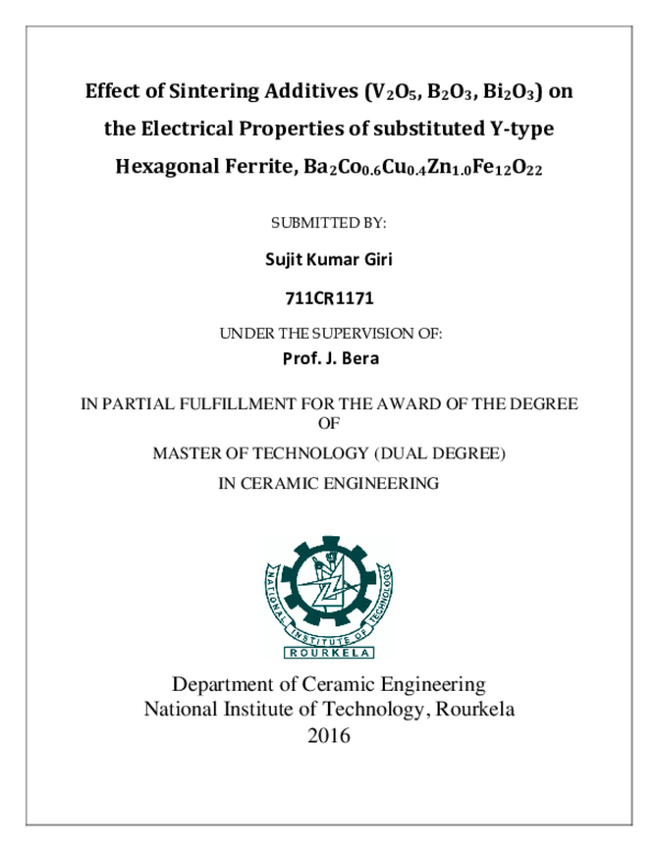 (PDF) Effect of Sintering Additives (V2O5, B2O3, Bi2O3) On the ...
