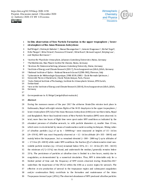 (PDF) In-Situ observation of New Particle Formation in the upper ...