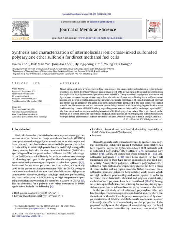 (PDF) Synthesis and characterization of intermolecular ionic cross ...