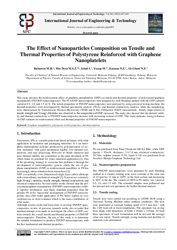 (PDF) The Effect of Nanoparticles Composition on Tensile and Thermal ...