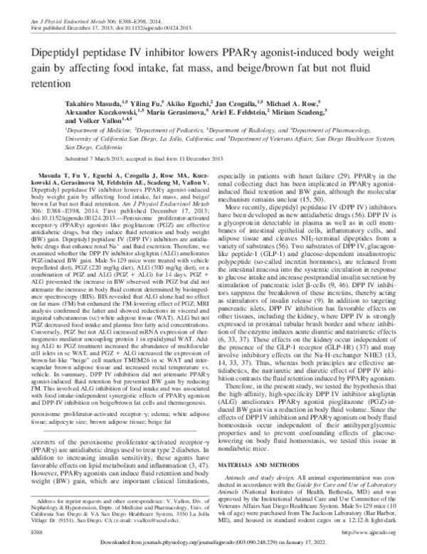 (PDF) Dipeptidyl peptidase IV inhibitor lowers PPARγ agonist-induced ...
