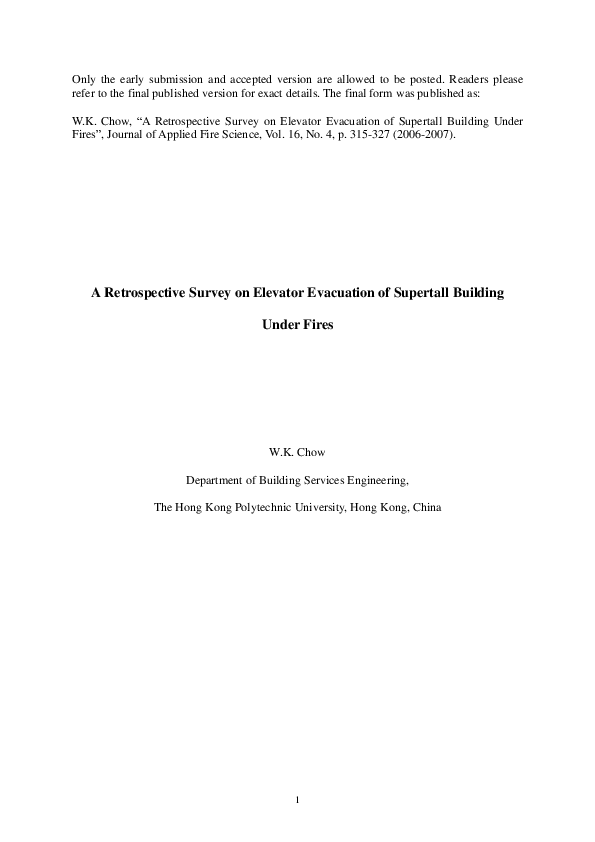 (PDF) A Retrospective Survey on Elevator Evacuation of Supertall ...