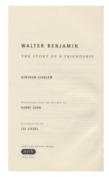 (PDF) Gershom Scholem, *Walter Benjamin: The Story of a Friendship ...