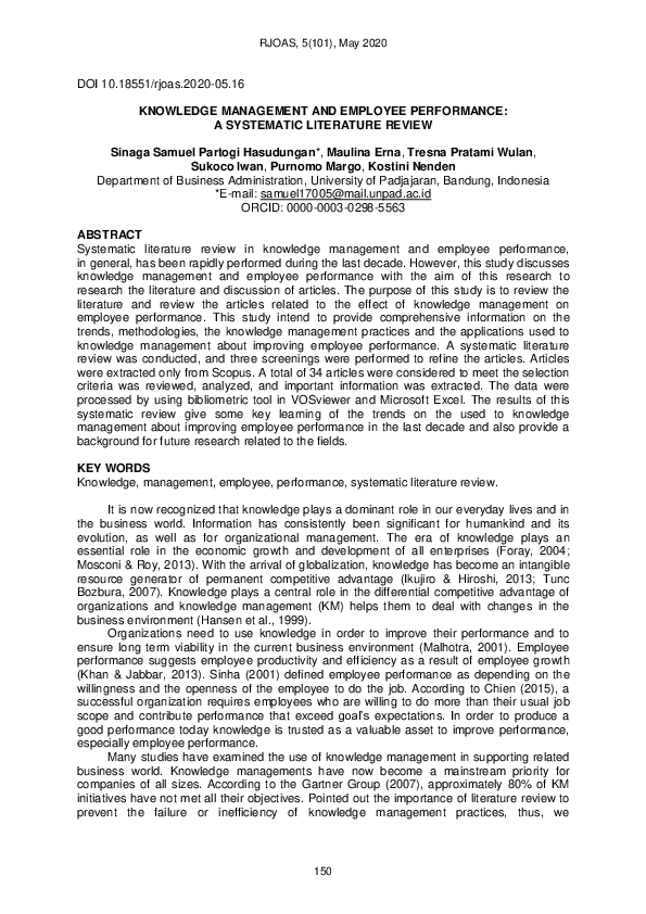 Pdf Knowledge Management And Employee Performance A Systematic Pdf Knowledge Management And Employee Performance A Systematic