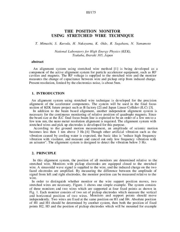 (PDF) The position monitor using stretched wire technique