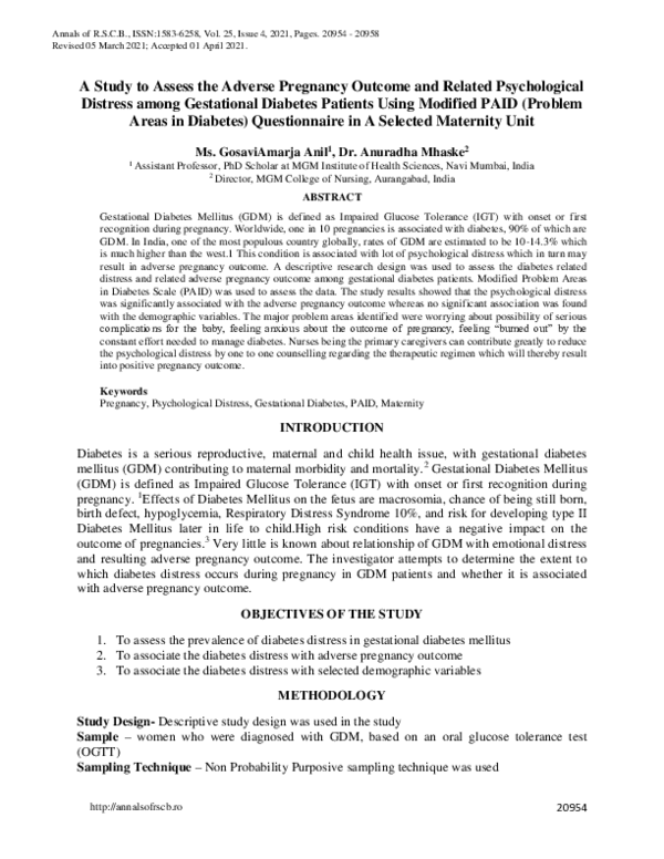 (PDF) A Study to Assess the Adverse Pregnancy Outcome and Related ...