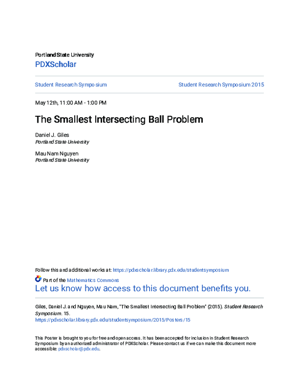 (PDF) The Smallest Intersecting Ball Problem