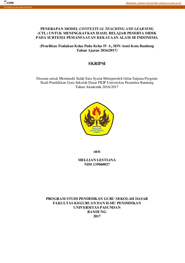 (PDF) PENERAPAN MODEL CONTEXTUAL TEACHING AND LEARNING (CTL) UNTUK