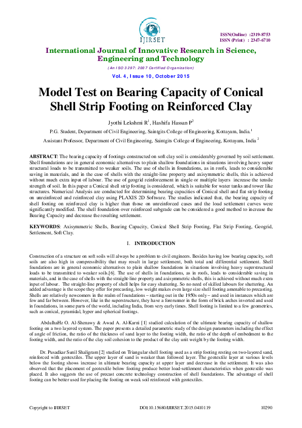 (PDF) Experimental and Numerical Analysis on Bearing Capacity of ...