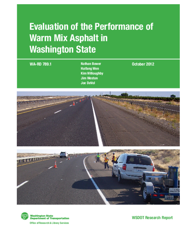 (PDF) Evaluation of the performance of warm mix asphalt in Washington state