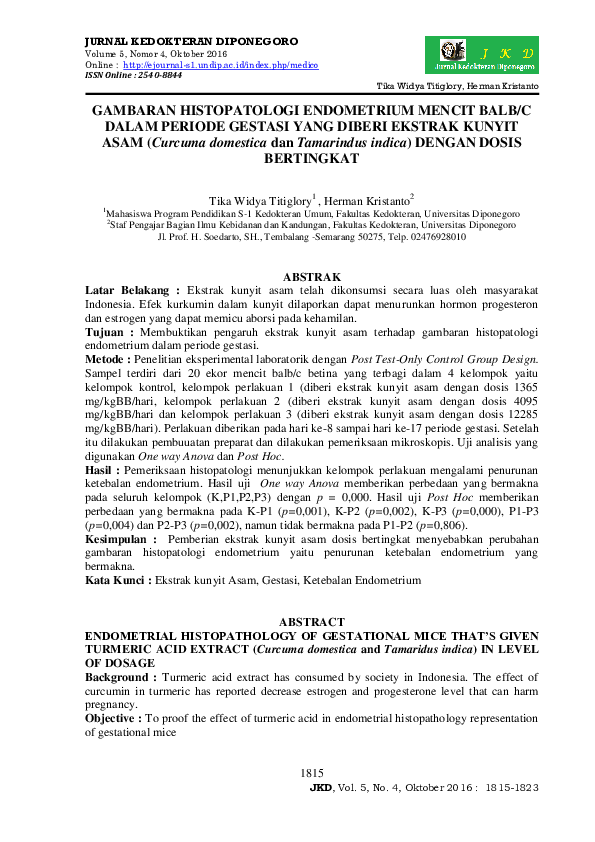 (PDF) GAMBARAN HISTOPATOLOGI ENDOMETRIUM MENCIT BALB/C DALAM PERIODE ...