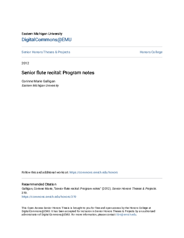(PDF) Senior Flute Recital: Program Notes