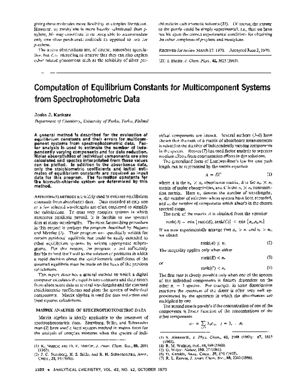 (PDF) Computation of equilibrium constants for multicomponent systems ...