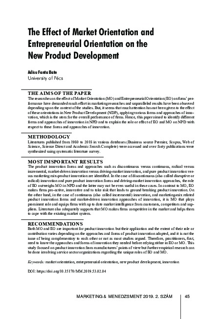 (PDF) The Effect of Market Orientation and Entrepreneurial Orientation ...