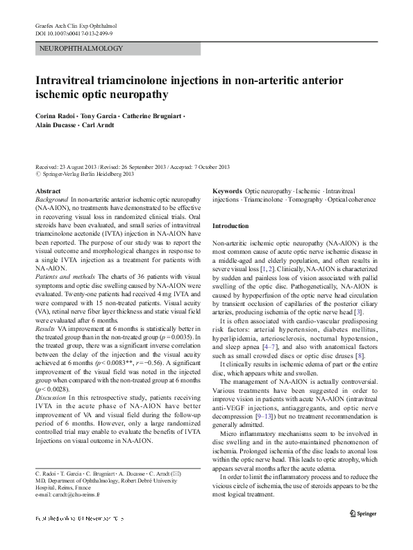 (PDF) Intravitreal triamcinolone injections in non-arteritic anterior ...