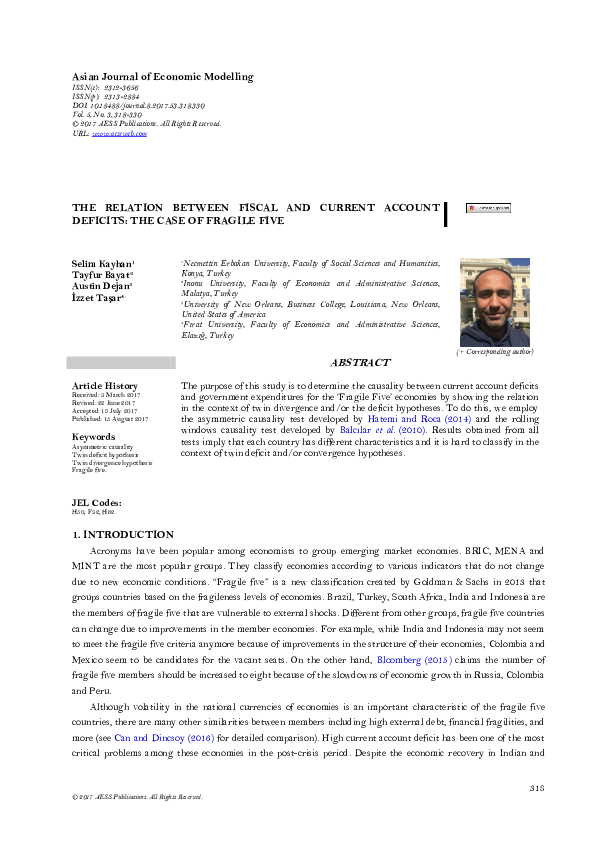 (PDF) The Relation Between Fiscal and Current Account Deficits: The ...
