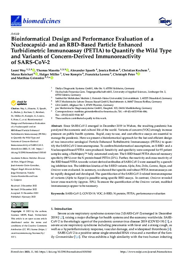 (PDF) Bioinformatical Design and Performance Evaluation of a ...