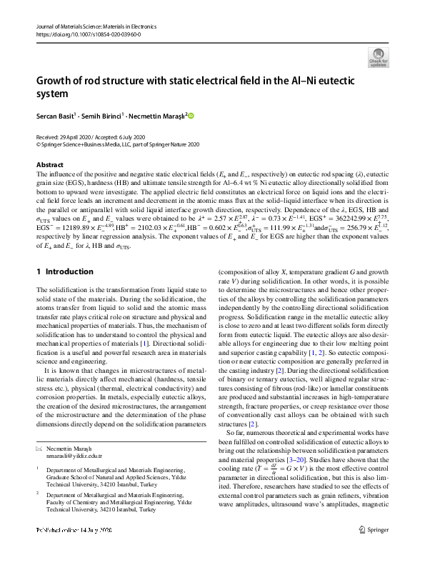 (PDF) Growth of rod structure with static electrical field in the Al–Ni ...