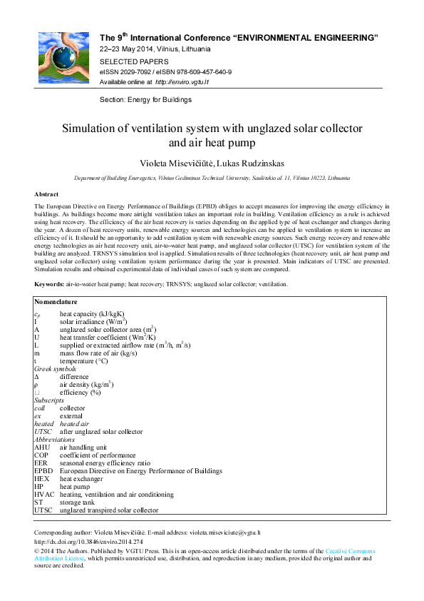 (PDF) Simulation of ventilation system with unglazed solar collector ...