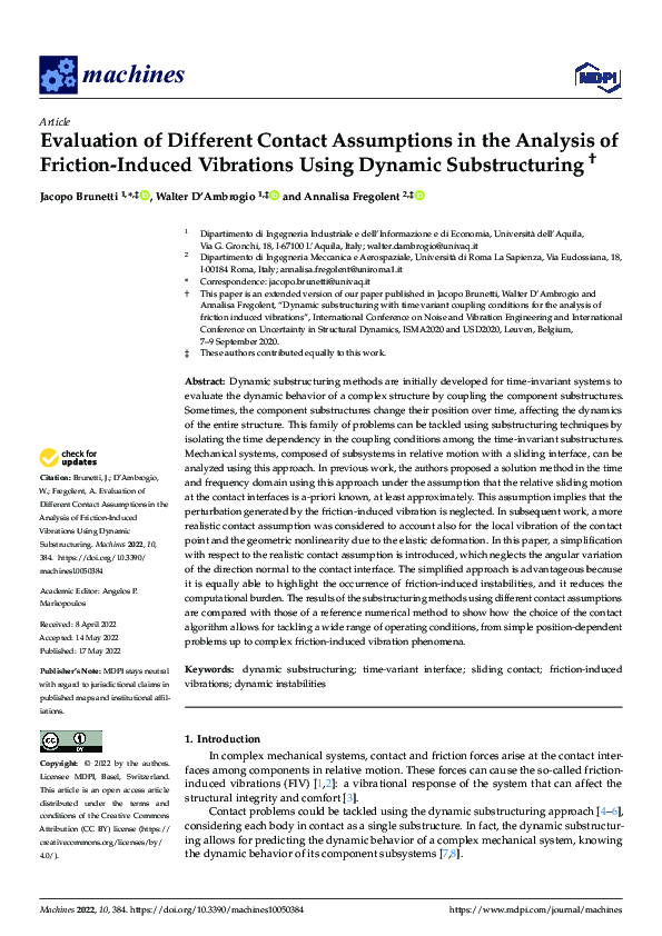 (PDF) Evaluation of Different Contact Assumptions in the Analysis of ...