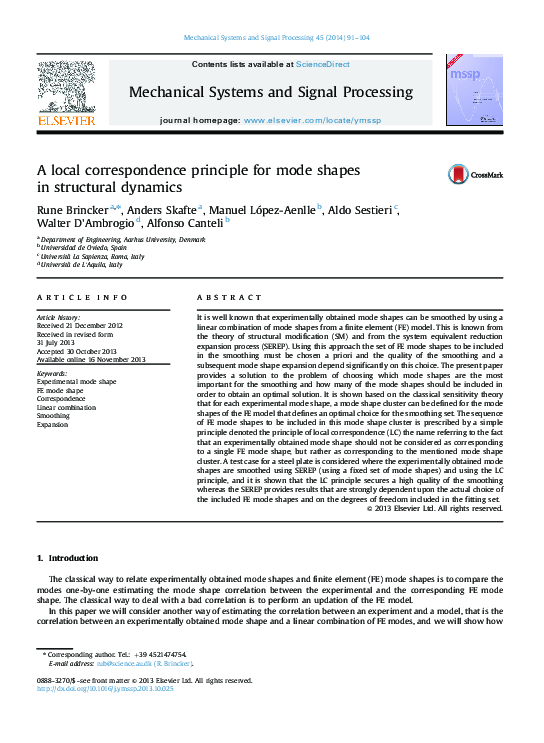 (PDF) A local correspondence principle for mode shapes in structural ...