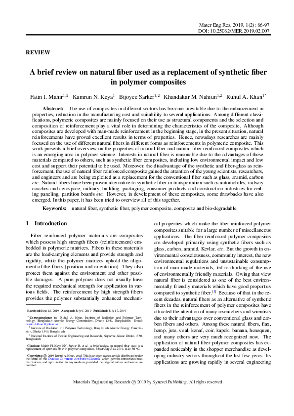 (PDF) Natural fiber polymer composites: A review