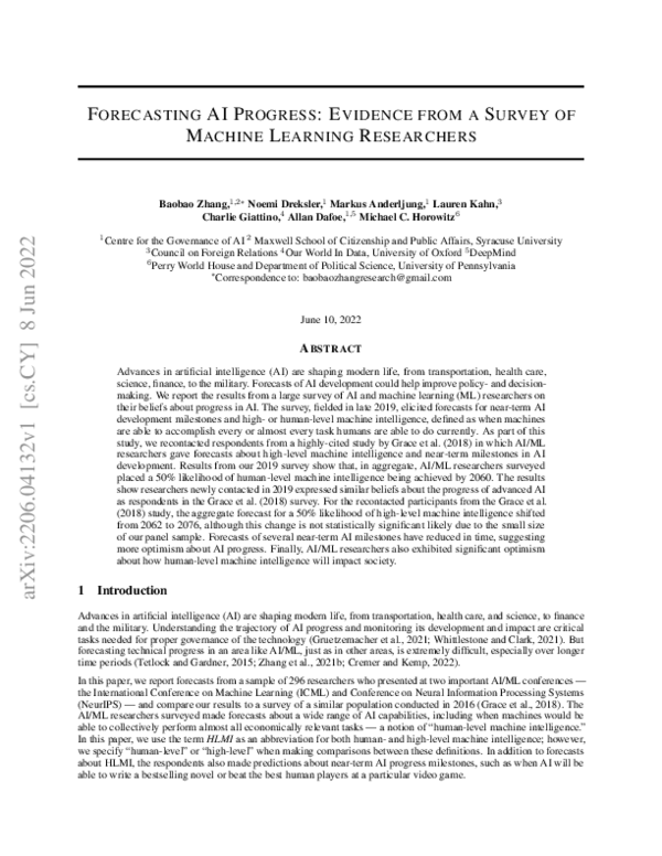 (PDF) Forecasting AI Progress: Evidence from a Survey of Machine ...