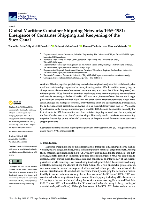 (PDF) Global Maritime Container Shipping Networks 1969–1981: Emergence ...