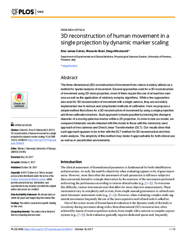 (PDF) 3D reconstruction of human movement in a single projection by ...