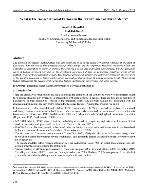 (PDF) What is the Impact of Social Factors on the Performance of Our ...