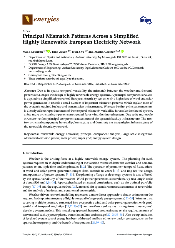 (PDF) Principal Mismatch Patterns across a Simplified Highly Renewable ...