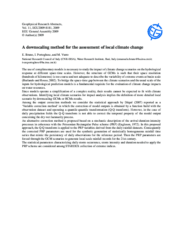 (PDF) A downscaling method for the assessment of local climate change
