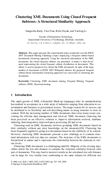(PDF) Clustering XML Documents Using Closed Frequent Subtrees: A ...